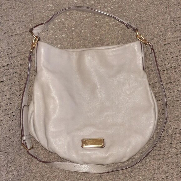 MARC BY MARC JACOBS-LG Hobo Hillier-Beige/Taupe-Neutral-Gold Hardware-Excellent - Picture 1 of 11